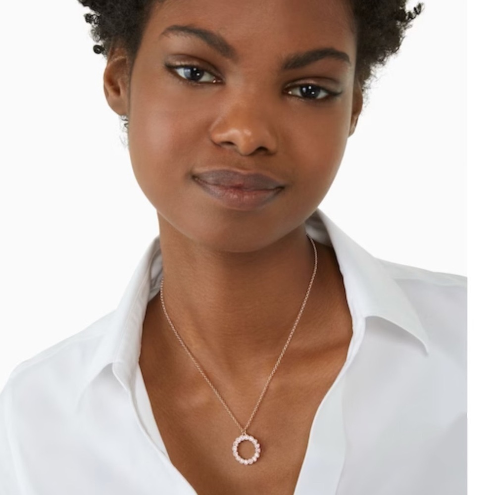 KATE SPADE • Rose Gold Full Circle Crystal Pendant Necklace - Picture 3 of 5